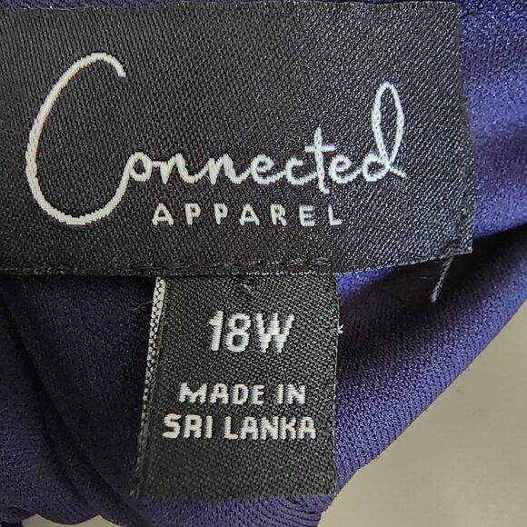 Connected Apparel Dress Womens Size 18W Blue White Floral Textured Midi Pullover - Picture 6 of 8